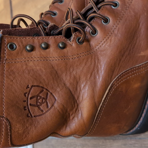 Ariat Men's Cascade 8 cognac brown soft toe leather lace up work boot EUC sz 11 - Picture 10 of 10